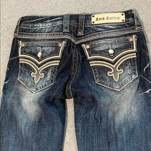 Rock Revival Ashley Boot Jeans Size 27 Bootcut Boho Western Festival Bling Flap